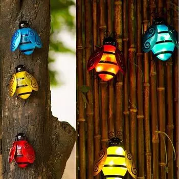 1 шт. Симпатичные солнечные фонарики в виде пчелы, уличные фонарики, светодиодные солнечные фонари для садовых дорожек, ландшафтные светильники на солнечных батареях для улицы красный