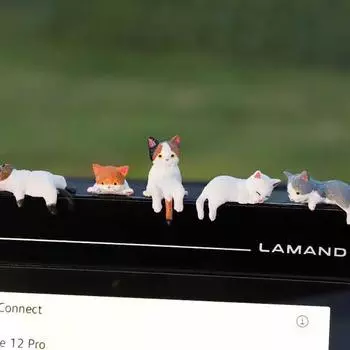 1 шт., симпатичный мини-мультяшный автомобиль, кошка, украшения, украшение на край экрана автомобиля, кошка, микроландшафтная модель, креативные автомобильные аксессуары, подарки 10