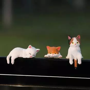 1 шт., симпатичный мини-мультяшный автомобиль, кошка, украшения, украшение на край экрана автомобиля, кошка, микроландшафтная модель, креативные автомобильные аксессуары, подарки