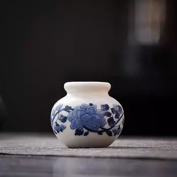 1 шт., сине-белая маленькая банка, имитация старинной мини-вазы, украшение для дома, керамическая ваза, креативная 4,5x4 см