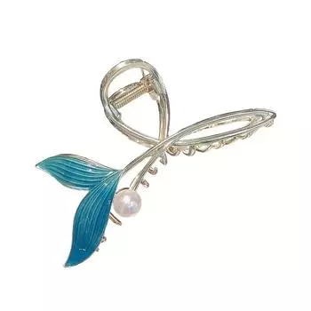 1 шт., синий хвост русалки, зажим для волос, зажим для волос с искусственным жемчугом, элегантный зажим для густых и тонких волос, зажимы в форме акулы, аксессуары для волос