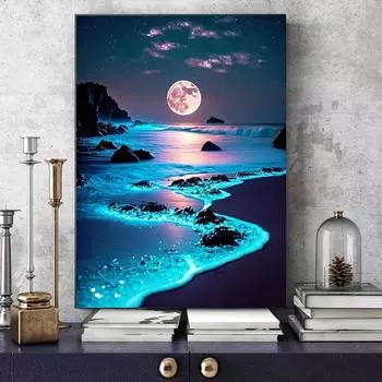 1 шт. синий пляж холст печать плакат домашний декор холст живопись плакаты и принты настенные художественные фотографии для гостиной, спальни, декор 30x60cm No Frame