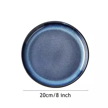 1 шт. Синяя керамическая обеденная тарелка с рисунком кошачий глаз, круглая сервировочная тарелка для салата, десерта, кухонная столовая посуда 8/10 дюйма