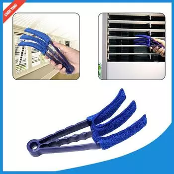 1 шт., синяя щетка для чистки дома, 3 лезвия, щетка для оконных жалюзи, съемная моющаяся щетка из микрофибры 1PCS синий