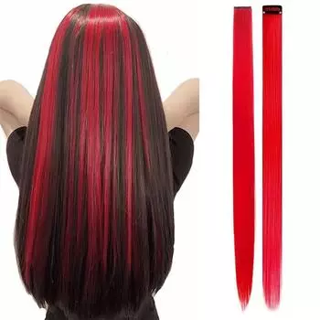 1 шт. синтетические длинные цветные радужные накладные волосы на заколках прямые волосы на Рождество для девочек, женщин, детей, накладные волосы для вечеринки 55cm