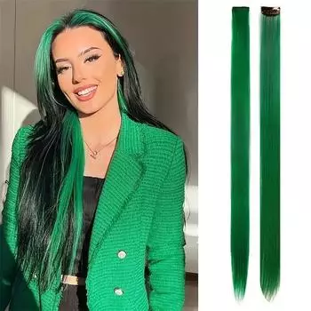 1 шт. синтетические длинные прямые цветные накладные волосы на клипсах для наращивания радужные накладные волосы на Рождество для девочек, женщин, детей, накладные волосы для вечеринки 55cm