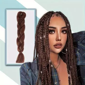 1 шт., синтетические плетеные волосы, темно-коричневые, 24 дюйма, термостойкое волокно, Ombre Jumbo, наращивание волос для женщин, косички для волос своими руками