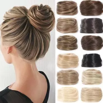 1 шт., синтетические пучки для волос, вьющиеся прямые волосы, беспорядочная булочка, резинки для волос, резинка для волос, резинка для волос для женщин, прямая бахрома