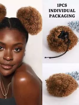 1 шт. синтетический афро-пучок шиньон для детей афро-пух мягкий жареный головной убор эластичная веревка для волос синтетический конский хвост наращивание 4inch