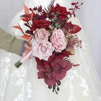 1 шт. сиреневый свадебный букет, свадебные букеты для невесты, подружки невесты, искусственные розы, цветы для деревенской французской винтажной официальной свадьбы, украшение дома Style 1