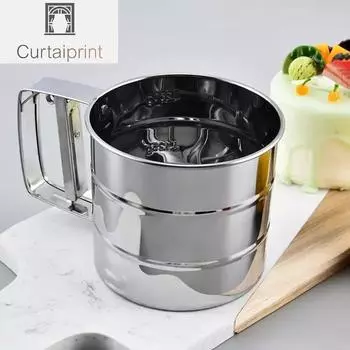 1 шт., сито для муки из нержавеющей стали для разрыхлителя, сахарница с ручным прессом, мелкоячеистое сито для муки