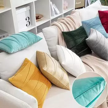 1 шт., скандинавская бархатная подушка, компрессионная веревка, полосатая компрессионная полоса, чехол для подушки и европейская диванная подушка, домашний декор 45x45cm 1pc cover жёлтый
