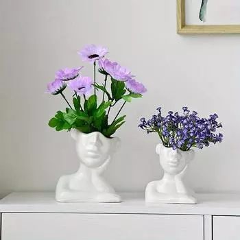 1 шт., скандинавская керамическая ваза для медитации, креативная декоративная ваза для цветов, ваза для гидропоники, белые фарфоровые поделки