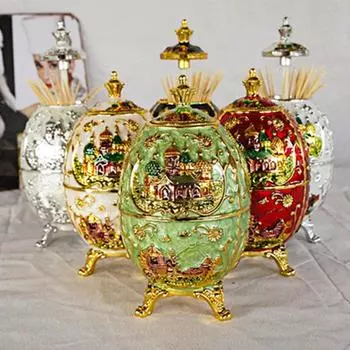 1 шт., скандинавская ретро-автоматическая коробка для зубочисток с толкателем, роскошная бытовая творческая коробка для хранения зубочисток для дома, гостиной, столовой, отеля зелёный