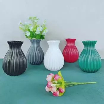 1 шт., скандинавская ваза для цветов, имитация керамики, пластиковая ваза для цветов, украшение для рабочего стола в гостиной, центральная композиция для свадьбы белый