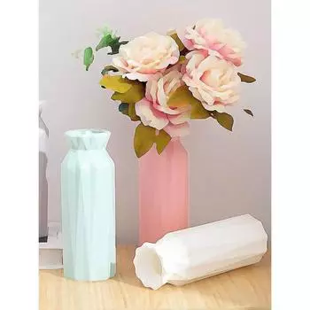 1 шт., скандинавская ваза для цветов, пластиковая ваза для цветов, розовая, синяя, белая, серая, украшение для гостиной, имитация керамики, пластиковый цветочный горшок