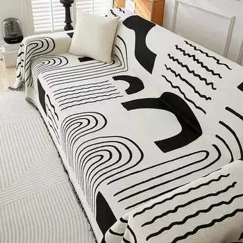 1 шт. скандинавский диван-плед, плед для отдыха на природе, пикник, большое одеяло, пляжное полотенце, белый коврик для путешествий с кисточками, лен 180x130cm