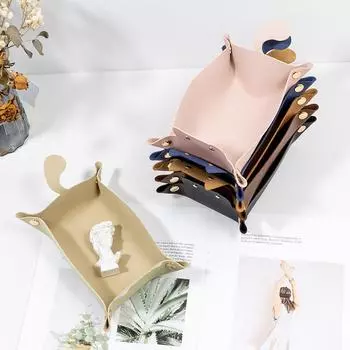 1 шт., скандинавский креативный стиль, искусственная кожа, в форме кошки, настольный ящик для хранения всякой всячины для гостиной, спальни, ювелирных украшений чёрный