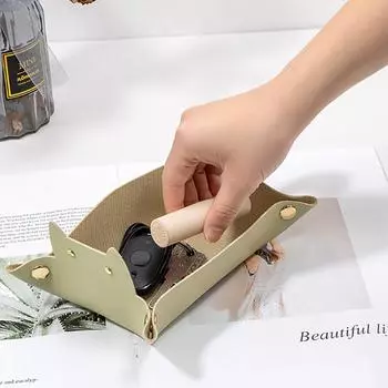 1 шт., скандинавский креативный стиль, искусственная кожа, в форме кошки, настольный ящик для хранения всякой всячины для гостиной, спальни, ювелирных украшений кофейный