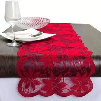 1 шт., скатерть для круглого стола, рождественское красное покрытие для стола, украшение для дома, свадебная вечеринка, праздничный цветок, кружево
