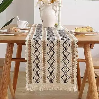 1 шт., скатерти в стиле бохо, деревенские скатерти для фермерского дома, скатерти в стиле макраме с кисточкой для домашнего декора, свадебной столовой(Текстурированный двойной ромб) 1 pc
