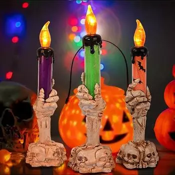 1 шт. скелет ручные фонарики свечи на Хэллоуин декоративная настольная лампа призрачное освещение на Хэллоуин для вечеринки декор дома с привидениями зелёный