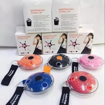 1 шт. Складная и растягивающаяся сумка для хранения, удобная сумка для покупок в супермаркете, вращающаяся сумка для хранения, маленькая сумка для покупок в виде диска чёрный
