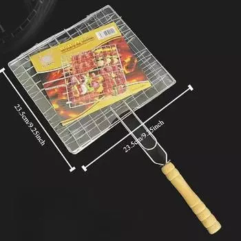 1 шт. Складная и утолщенная сетка для барбекю из нержавеющей стали с большой емкостью для гриля курицы, корзина для гриля серебряный