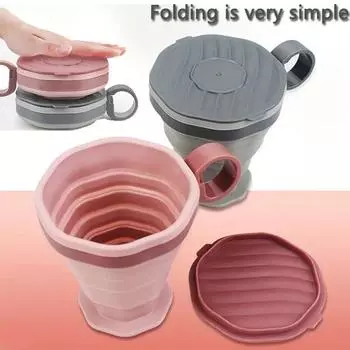 1 шт. складная кофейная чашка с ручкой и крышкой, креативная портативная чашка для воды, для путешествий, кемпинга, пешего туризма, велоспорта, кухонных принадлежностей