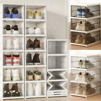 1 шт. Складная полка для обуви, органайзер для хранения, домашнее хранение кроссовок, портативный прозрачный органайзер для обуви или шкафа без крепления, 1/3 слоя