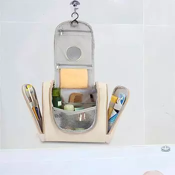 1 шт. Складная сумка для мытья, дорожный органайзер, косметичка с крючком большой емкости, водонепроницаемая дорожная косметичка бежевый