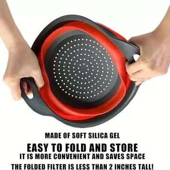 1 шт. Складной дуршлаг, полипропиленовое кухонное сито для сушки макаронных изделий, овощей и фруктов, складная конструкция для экономии места красный