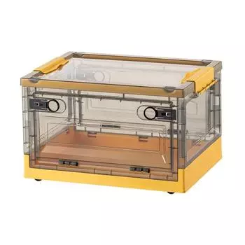 1 шт. Складной открытый ящик для хранения вещей, прозрачный ящик для хранения, домашний гардероб, органайзер для одежды, большая емкость, прозрачный пластик жёлтый