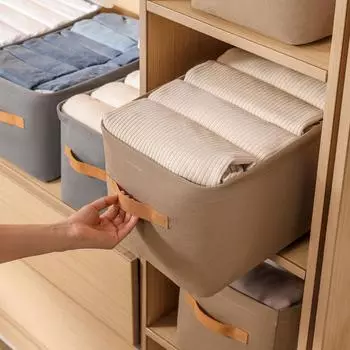 1 шт. Складной ящик для хранения одежды и разных предметов со стальным каркасом для организации и хранения гардероба 35x25x22cm хаки