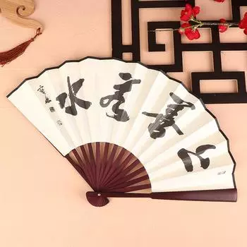 1 шт., складной шелковый веер в китайском стиле в стиле ретро, бамбуковый веер из шелковой ткани в древнем стиле 4