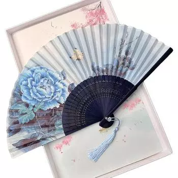 1 шт., складной веер для украшения дома, ручной веер для танцев, веер с рисунком из бамбукового цветка