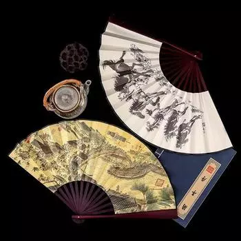 1 шт., складной веер из шелка в стиле ретро, китайский стиль, декоративный мужской карманный веер с бамбуковой ручкой, сувениры для вечеринок, украшения дома, ремесла