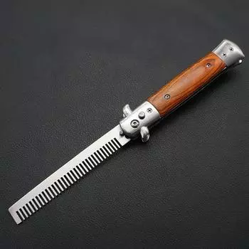 1 шт. Складные автоматические расчески из нержавеющей стали, ножи, щетки, триммер для волос, расческа, аксессуары, бабочка, мужской карманный нож, расческа белый