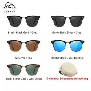 1 шт., складные HD поляризованные мужские и женские солнцезащитные очки с коробкой для хранения, классические модные клубные брендовые складные солнцезащитные очки для вождения, слепые, Прямая поставка Masculino 142 mm чёрный/золотой