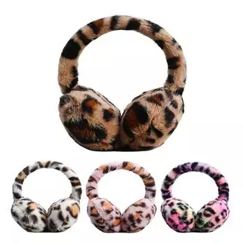 1 шт. складные наушники теплые плюшевые защитные наушники с защитой от холода с леопардовым принтом розовый