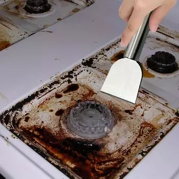 1 шт. Скребок для чистки из нержавеющей стали - многоцелевой металлический шпатель для кухни, ванной комнаты, дома - не требует электричества, прочный, экономит место серебряный