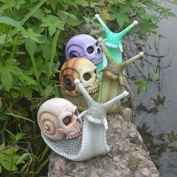 1 шт. Скульптура черепа улитки, готическое украшение, статуя улитки, патио, фигурка на Хэллоуин, поделки, ужас, скелет, настольное украшение, декор