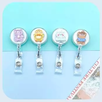 1 шт., сладкая мультяшная желейная карточка работника, выдвижная катушка с зажимами для бейджа, симпатичная 3D стереолента для удостоверения личности, именная бирка, канцелярские принадлежности