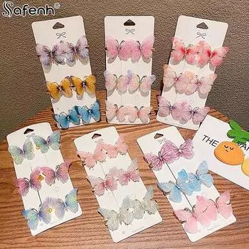 1 шт., случайные заколки-бабочки, заколки для волос для девочек, женские милые украшения для волос, радужные головные уборы, модные волосы, ACC, не 1 лист 1 PAIR WITH 6 PCS