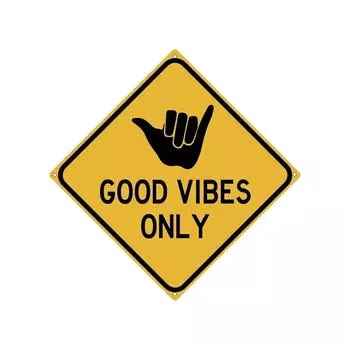 1 шт. Смешная металлическая жестяная табличка «Только хорошее настроение» (7,87 x7,87 /20x20см), Новинка Винтажная табличка Украшение, Декор для дома Декор комнаты чёрный