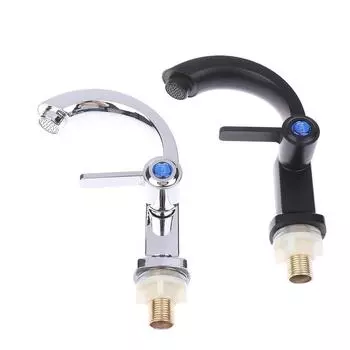 1 шт., смеситель для раковины из АБС-пластика, очиститель воды, однорычажный кран с одним отверстием, холодный черный серебристый, для ванной комнаты, кухонной раковины чёрный