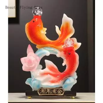 1 шт. смоляная золотая рыбка украшение китайский офис гостиная винный шкаф украшение дома поделки подарок на новоселье