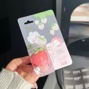 1 шт. Согревающий бальзам для губ с клубникой и брелоком, стойкая натуральная розовая помада, оттенок, меняющий цвет, помада с фруктовым эффектом, уход за губами, макияж