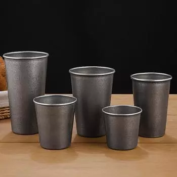 1 шт., сохраняющая холод чашка, кружка для коктейля, кружка для сока, воды, столовая посуда, кофейная чашка, ретро, нержавеющая сталь, дорожная пивная кружка, однослойная 200ml
