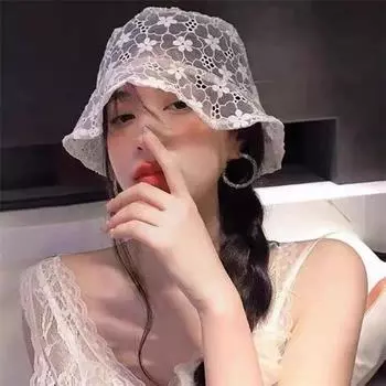1 шт. солнцезащитная шляпа с козырьком, элегантная тонкая цветочная шляпа, летняя дышащая шляпа, кружевная шляпа рыбака, милая маленькая шляпа в виде цветочного горшка белый